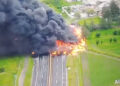 Explosión e incendio de pipa en carretera México-Veracruz deja un muerto | VIDEO
